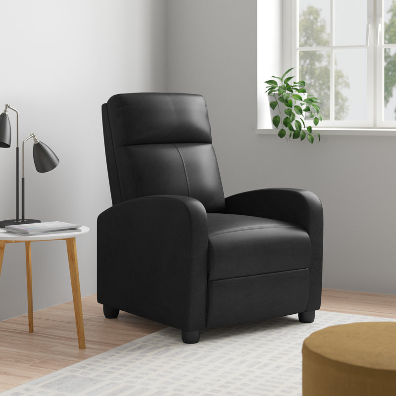 Beaudin Faux Leather Recliner Black Faux Leather